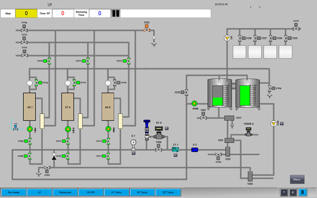 Ultrafiltration Feta Cheese HMI Schematic Diagram